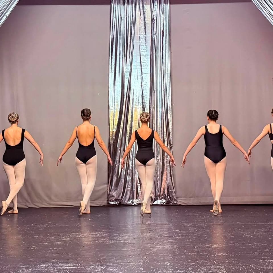 Ballet ensemble facing the curtain