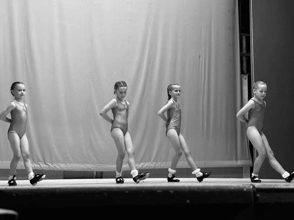 Young tap students in performance