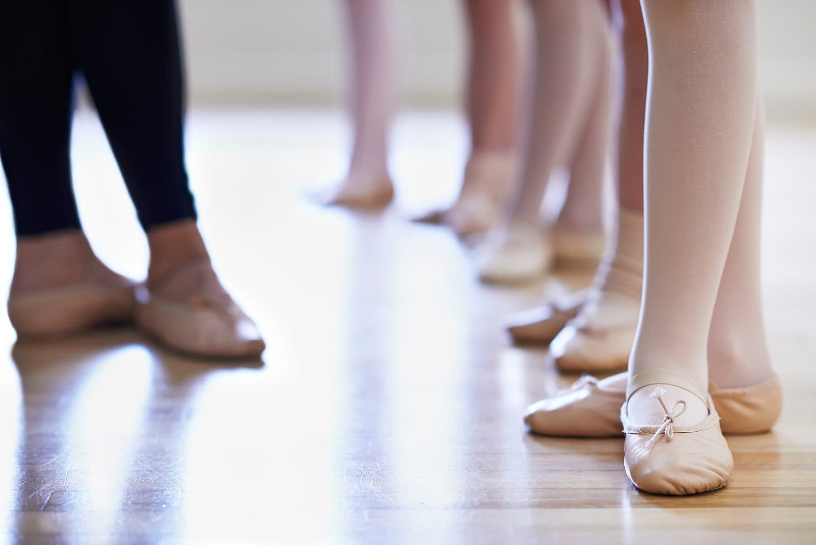 Children's ballet class at the barre